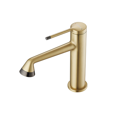 Gold Basin Mixer Faucet Brass Single Lever Lavatory Faucet