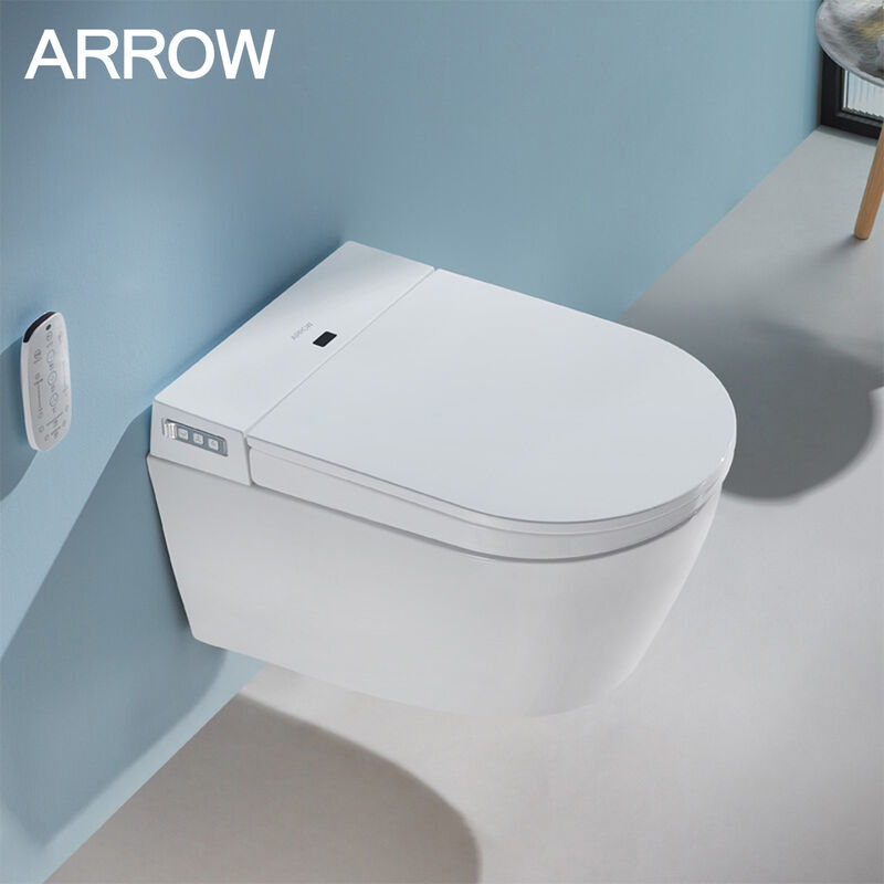 ARROW Smart Toilet with Remote Control Heated Seat and Self-cleaning Glaze Wall-Mounted Intelligent Bidet Toilet
